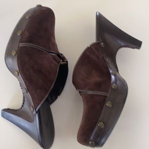 Cole Haan Genuine Suede and Leather Wrap Studded Mules